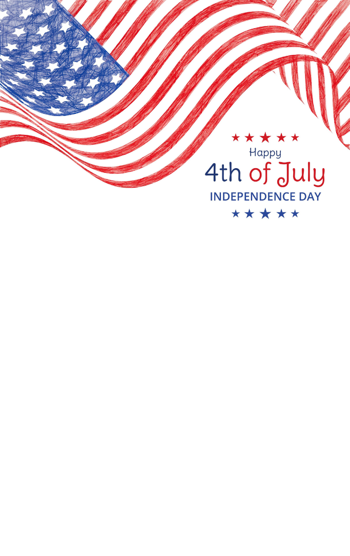 American flag waving with the words "Happy 4th of July" below it 